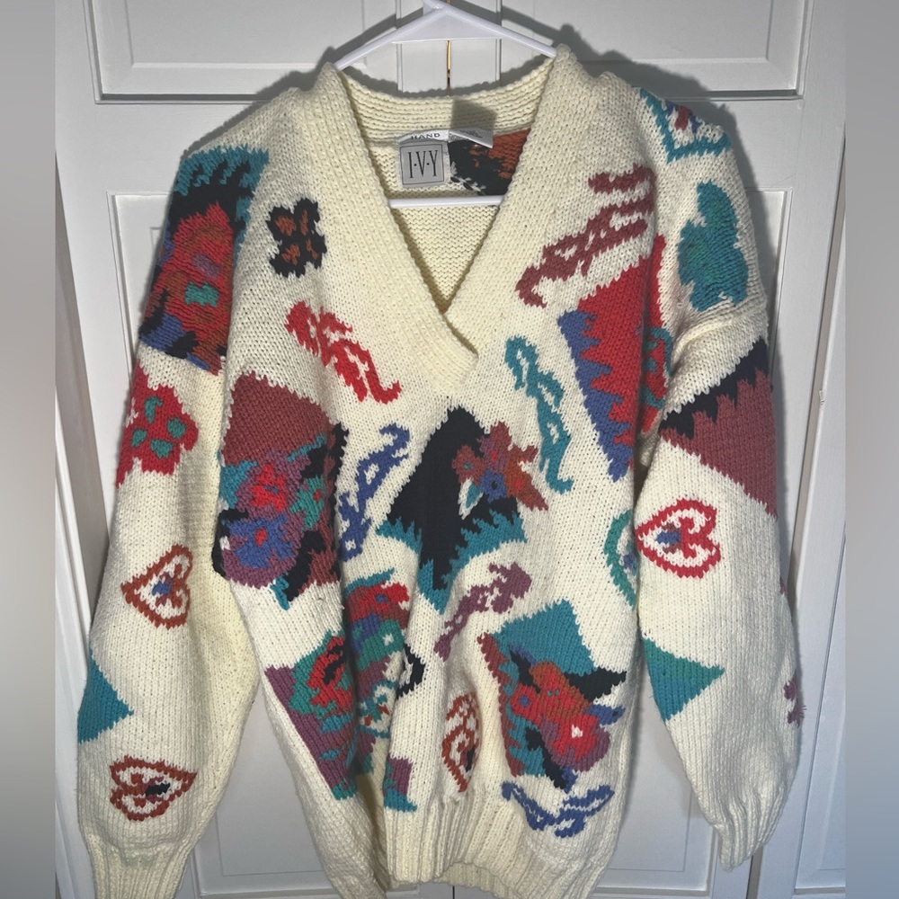 Vintage IVY Hand Knit 80s Sweater